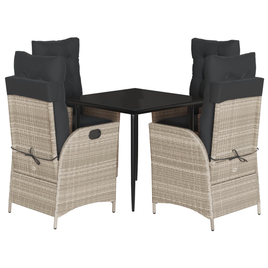 5-dijelni vrtni blagovaonski set od poliratana s jastucima sivi Siva 80 x 80 x 74 cm