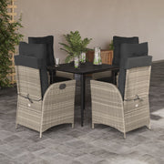 5-dijelni vrtni blagovaonski set od poliratana s jastucima sivi Siva 80 x 80 x 74 cm