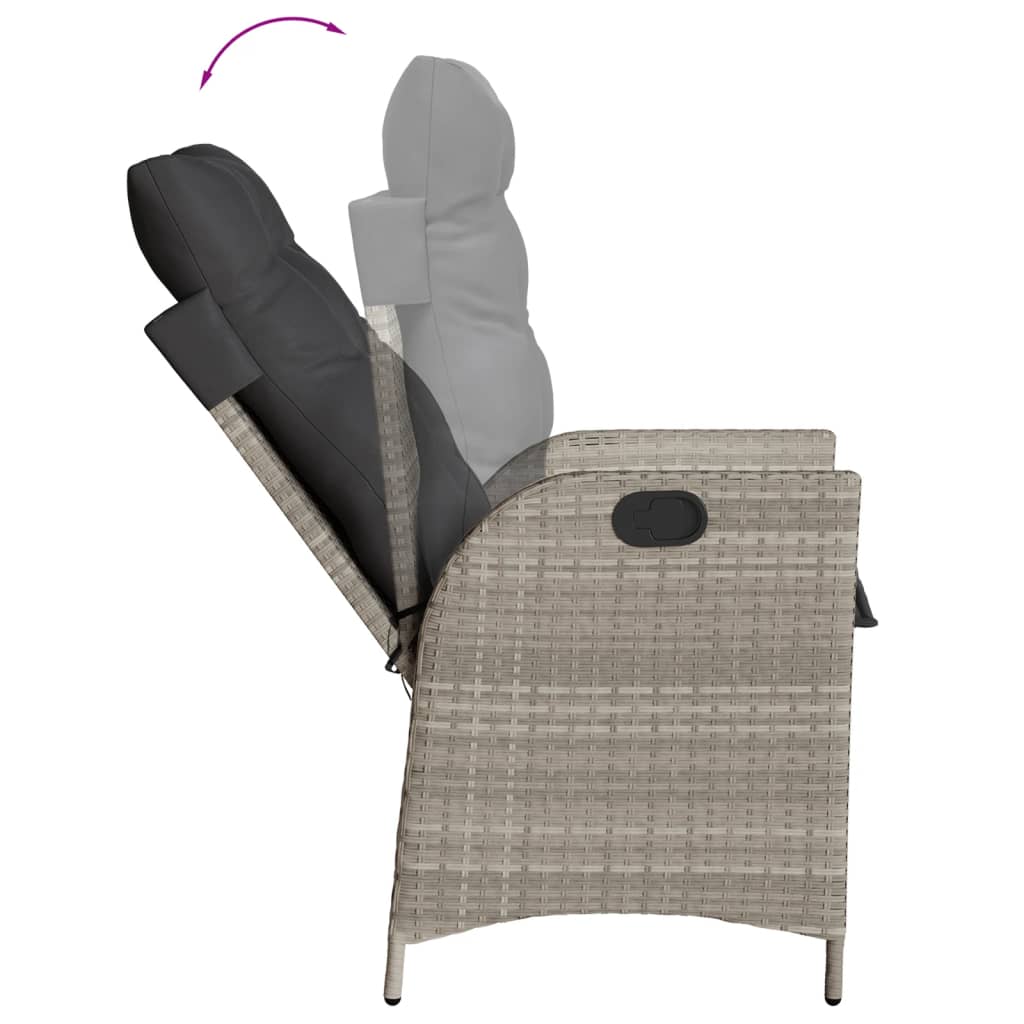 7-dijelni vrtni blagovaonski set od poliratana s jastucima sivi