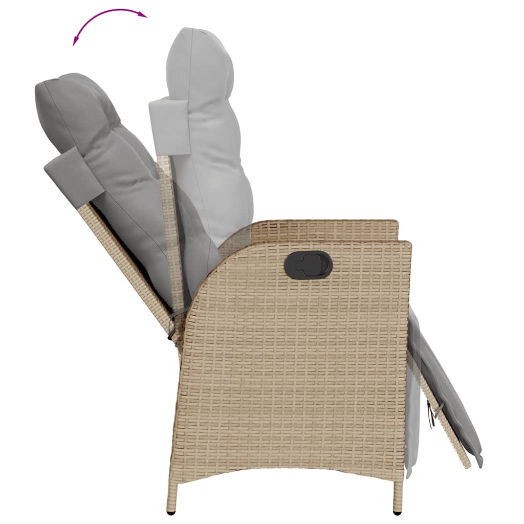 3-dijelni vrtni blagovaonski set od poliratana s jastucima bež