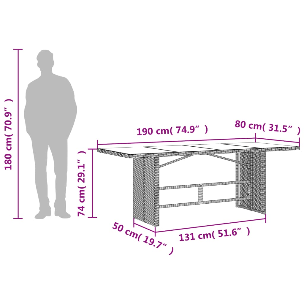 7-dijelni vrtni blagovaonski set sivi od poliratana