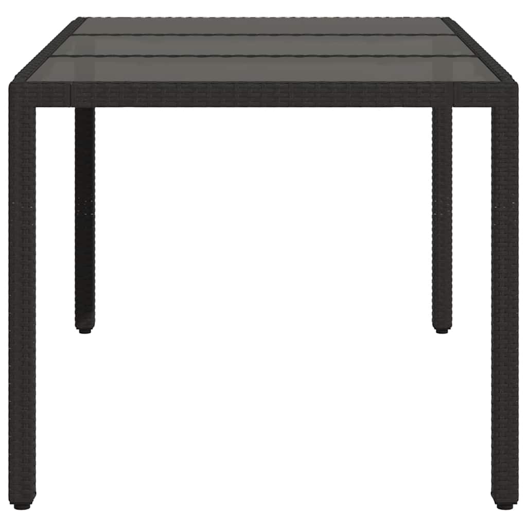 Vrtni stol sa staklenom pločom crni 150x90x75 cm od poliratana