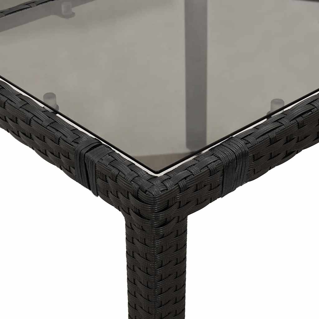 Vrtni stol sa staklenom pločom crni 190x90x75 cm od poliratana