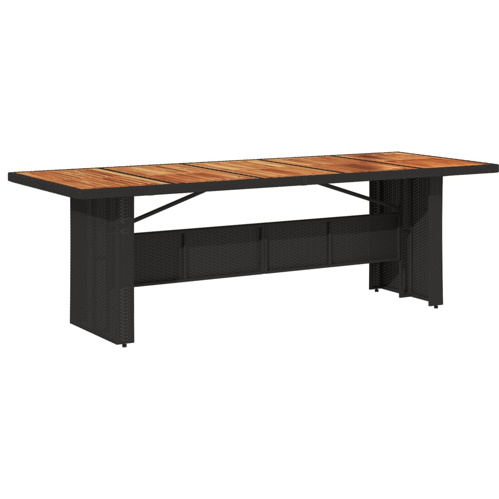 Vrtni stol s pločom od drva bagrema crni 240x90x75cm poliratana