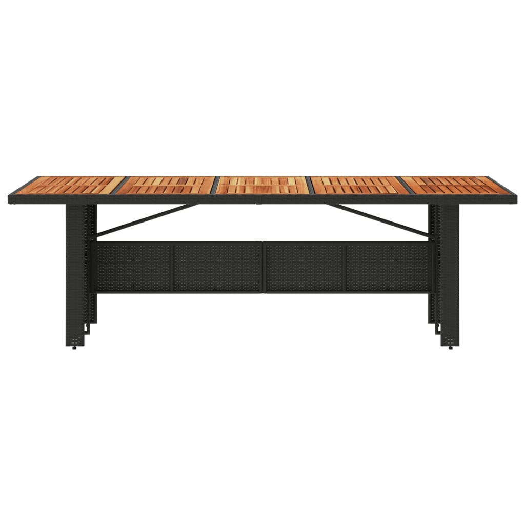 Vrtni stol s pločom od drva bagrema crni 240x90x75cm poliratana