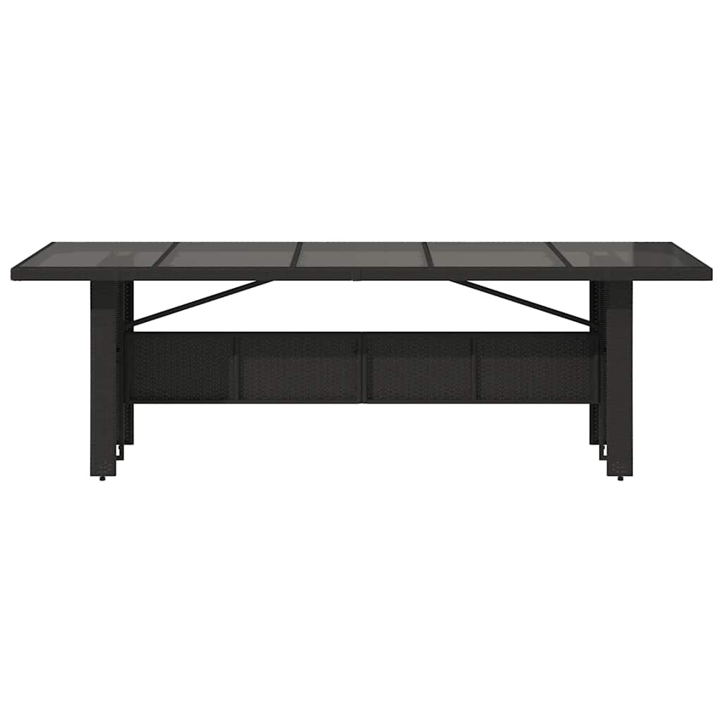 Vrtni stol sa staklenom pločom crni 240x90x75cm od poliratana