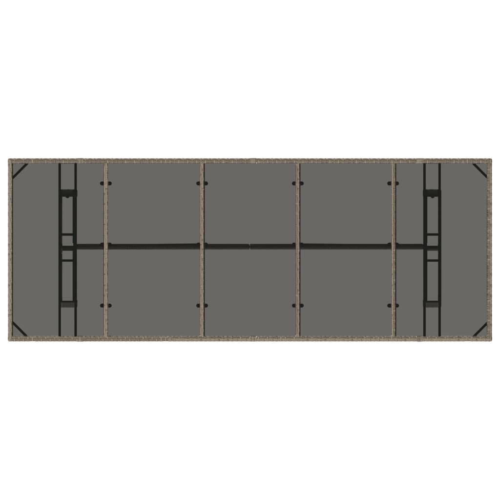 Vrtni stol sa staklenom pločom sivi 240x90x75 cm od poliratana