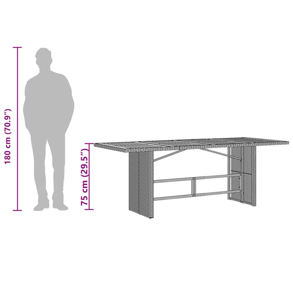 Vrtni stol s pločom od drva bagrema sivi 190x80x75 cm poliratan