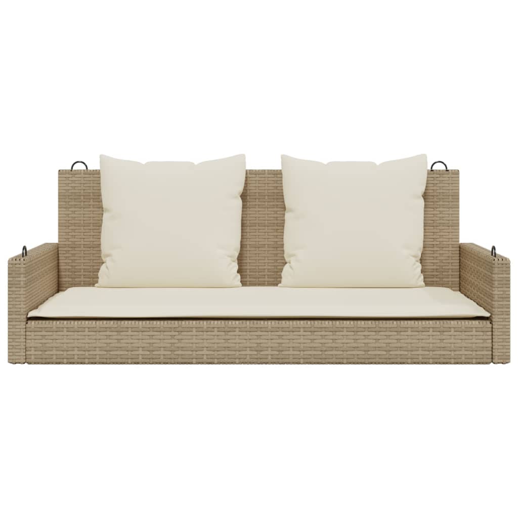 Klupa za ljuljanje s jastucima bež 119x56x48 cm od poliratana