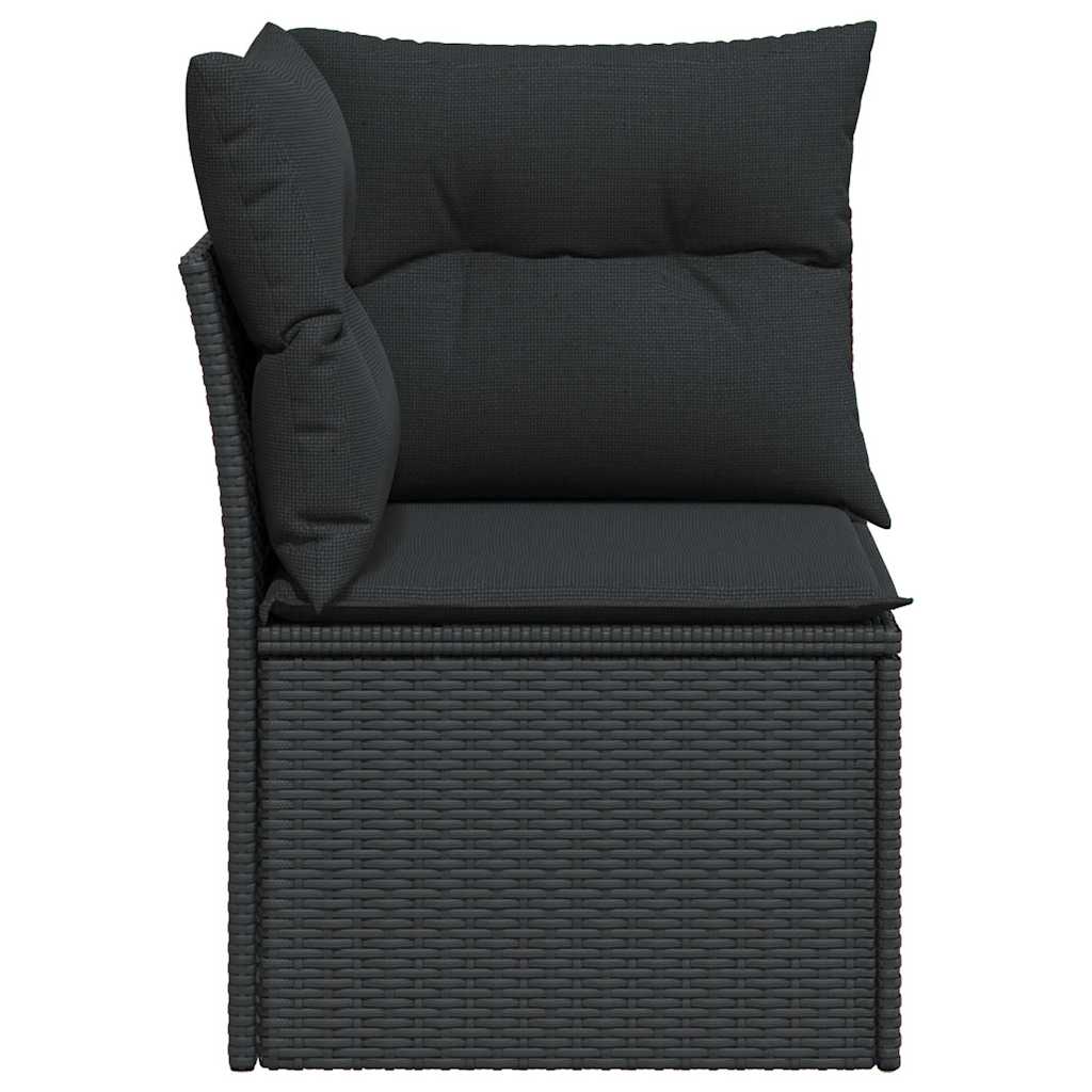 Vrtna sofa kutna s jastucima crna poli ratan