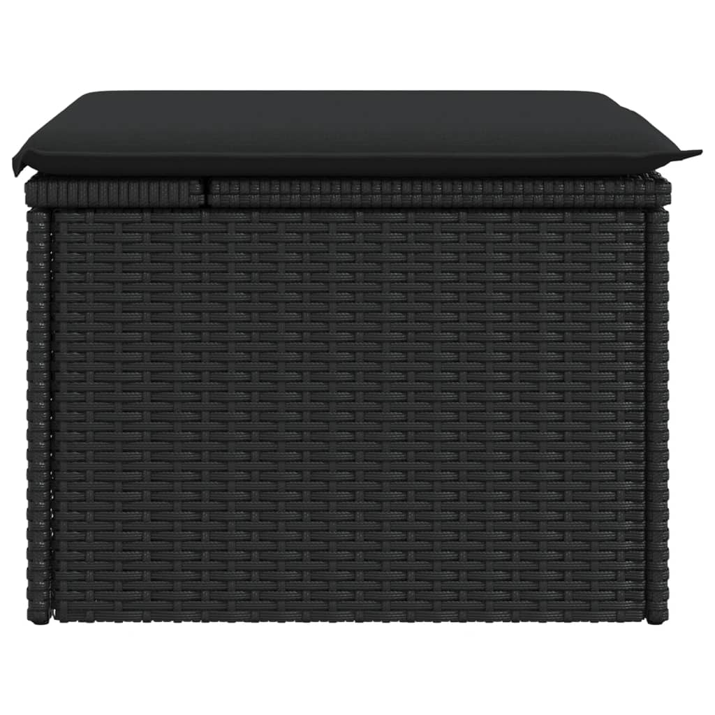 Vrtna stolica s jastukom crna 55x55x37 cm poli ratan