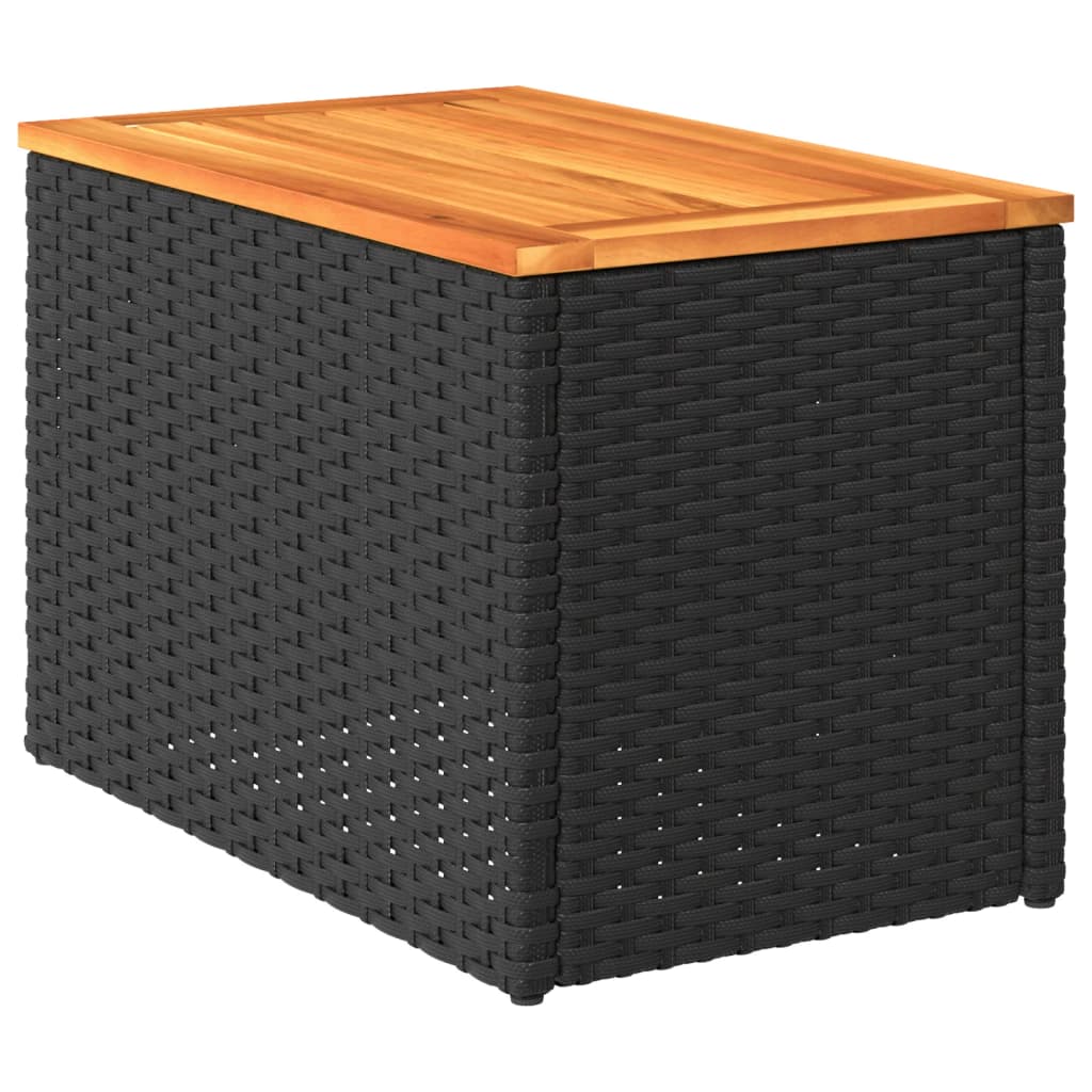 Vrtni bočni stolići 2 kom crni 55 x 34 x 37 cm poliratan i drvo