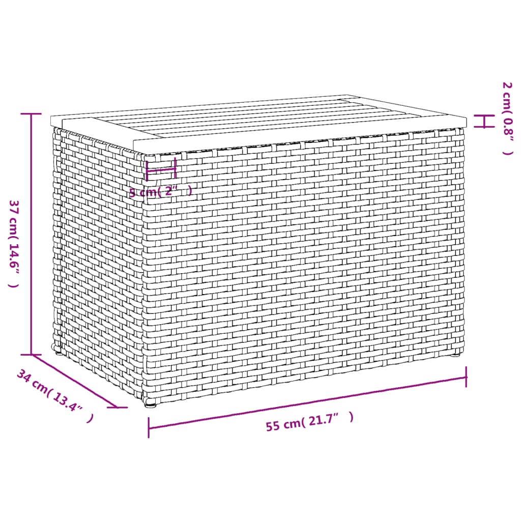 Vrtni bočni stolići 2 kom crni 55 x 34 x 37 cm poliratan i drvo