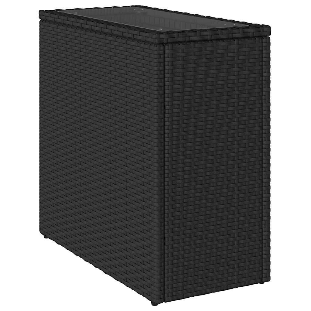 Vrtni stol sa staklenom pločom crni 58x27,5x55 cm od poliratana