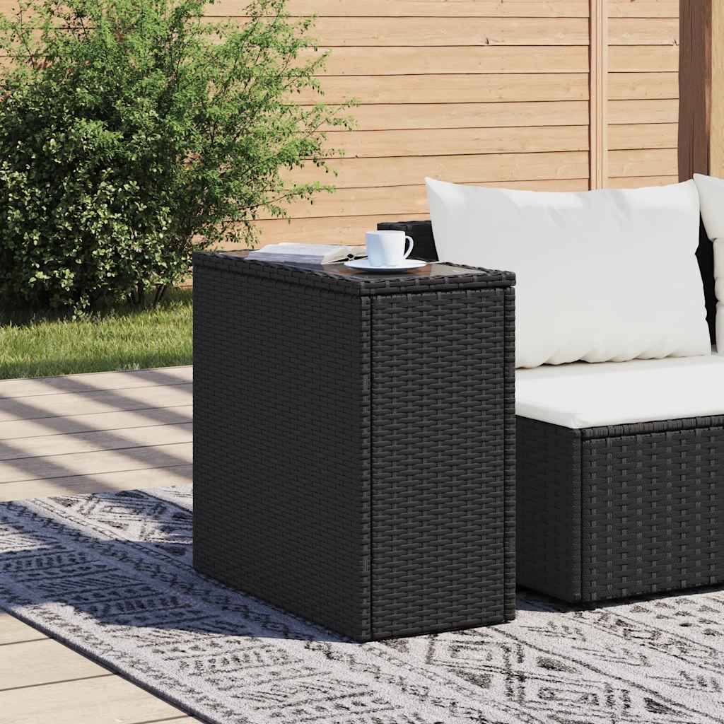 Vrtni stol sa staklenom pločom crni 58x27,5x55 cm od poliratana
