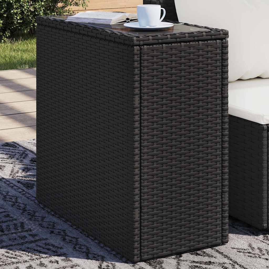 Vrtni stol sa staklenom pločom crni 58x27,5x55 cm od poliratana