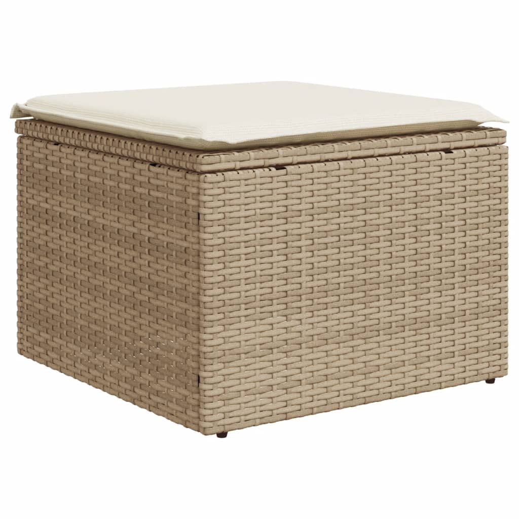 Vrtni tabure s jastukom bež 55 x 55 x 37 cm od poliratana