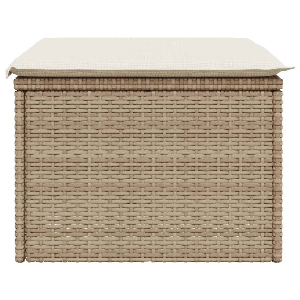 Vrtni tabure s jastukom bež 55 x 55 x 37 cm od poliratana