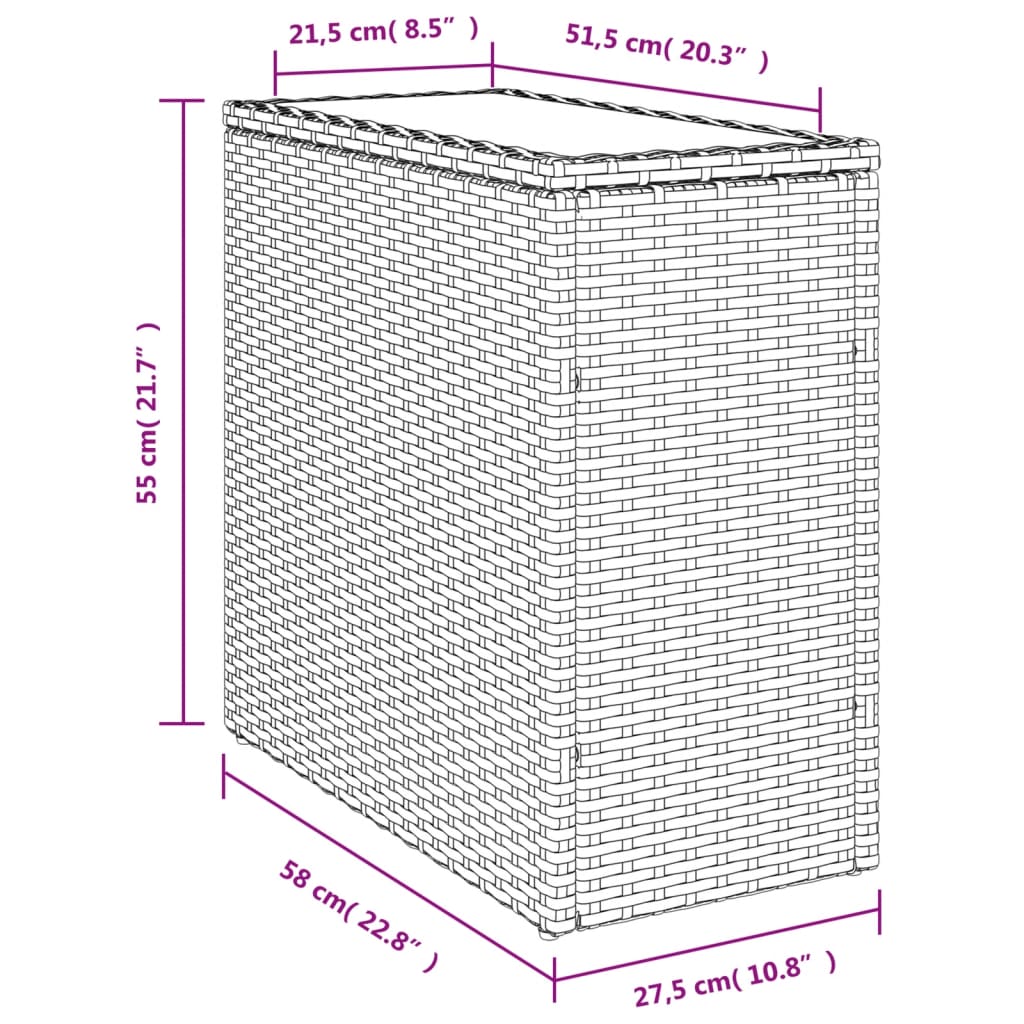 Vrtni stol sa staklenom pločom bež 58x27,5x55 cm od poliratana