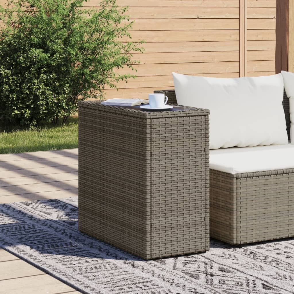 Vrtni stol sa staklenom pločom sivi 58x27,5x55 cm od poliratana