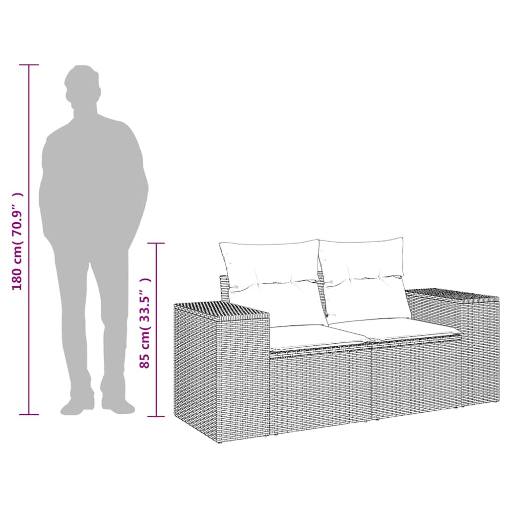 Vrtni dvosjed s jastucima svijetlosivi od poliratana