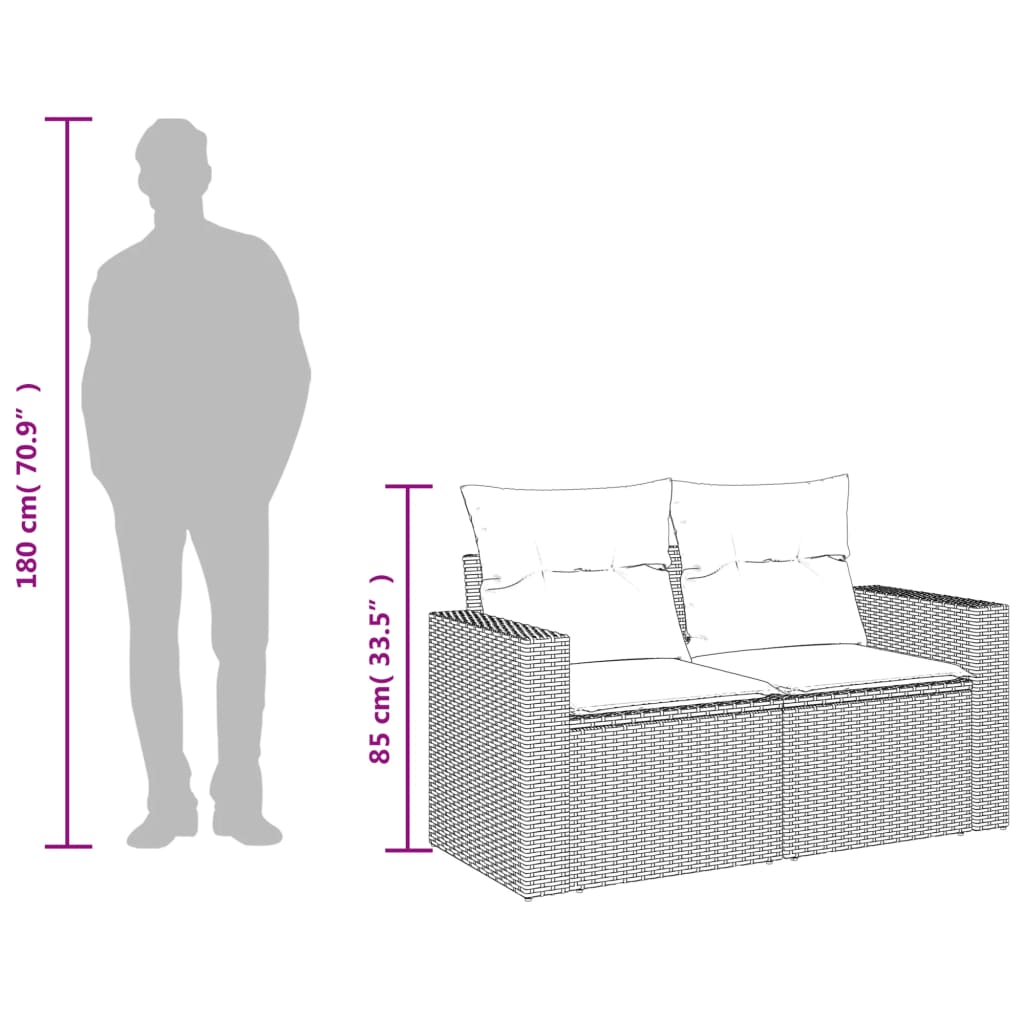 Vrtni dvosjed s jastucima svijetlosivi od poliratana