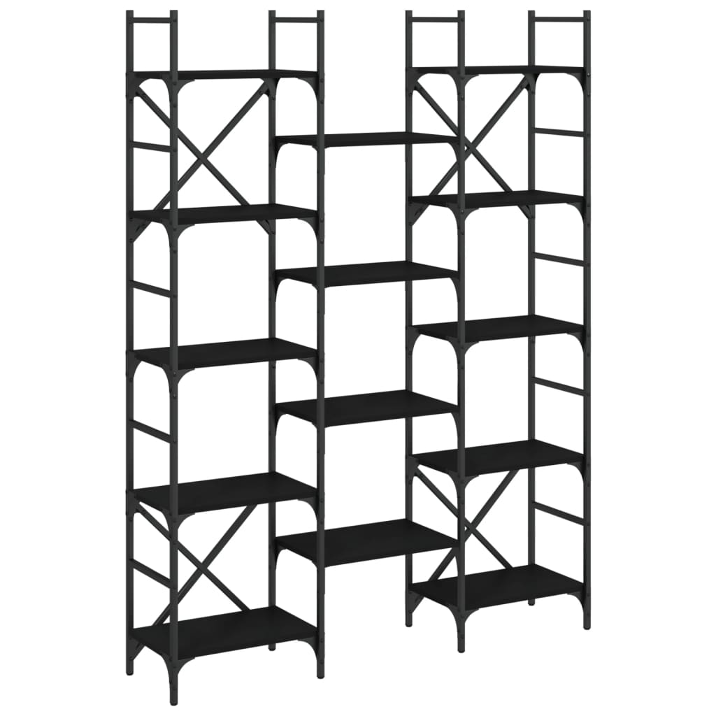 Police za knjige crne 127,5 x 28,5 x 172,5 cm konstruirano drvo