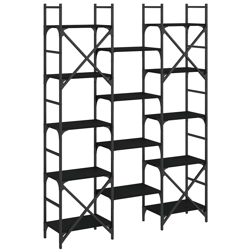 Police za knjige crne 127,5 x 28,5 x 172,5 cm konstruirano drvo
