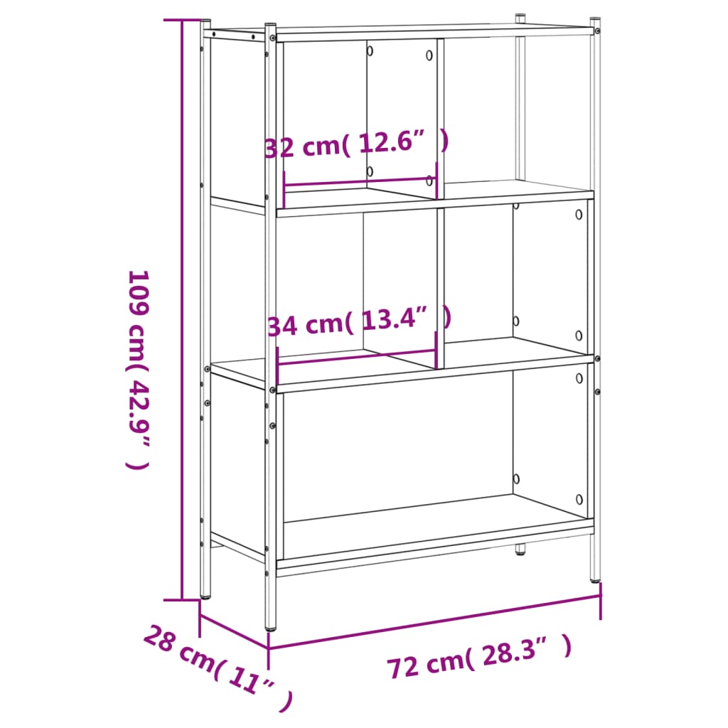 Regal za knjige boja hrasta 72x28x109 cm od konstruiranog drva