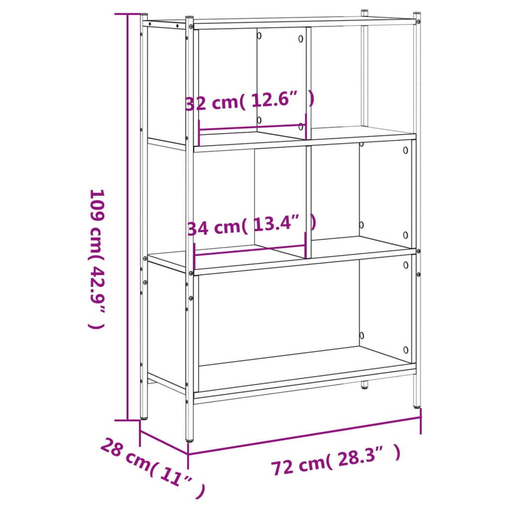 Regal za knjige boja hrasta 72x28x109 cm od konstruiranog drva