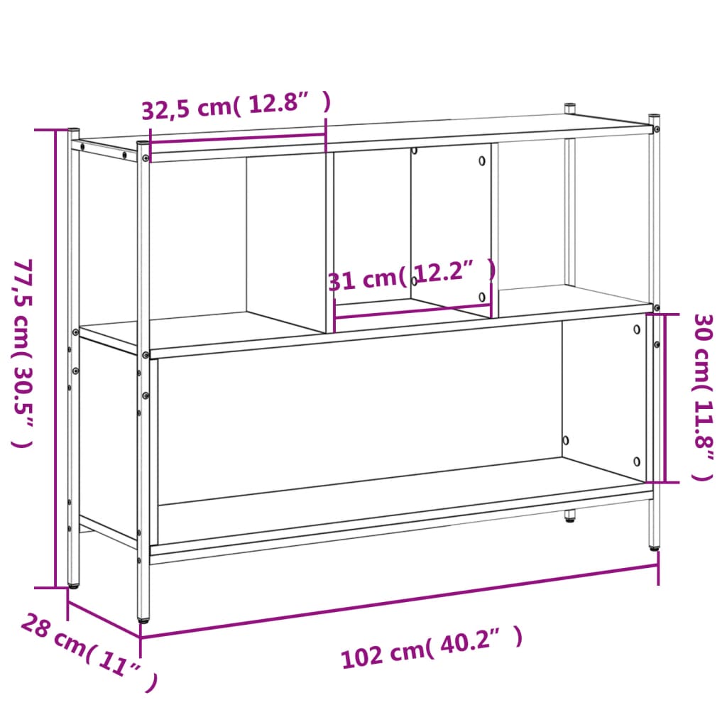 Regal za knjige boja hrasta 102x28x77,5 cm konstruirano drvo