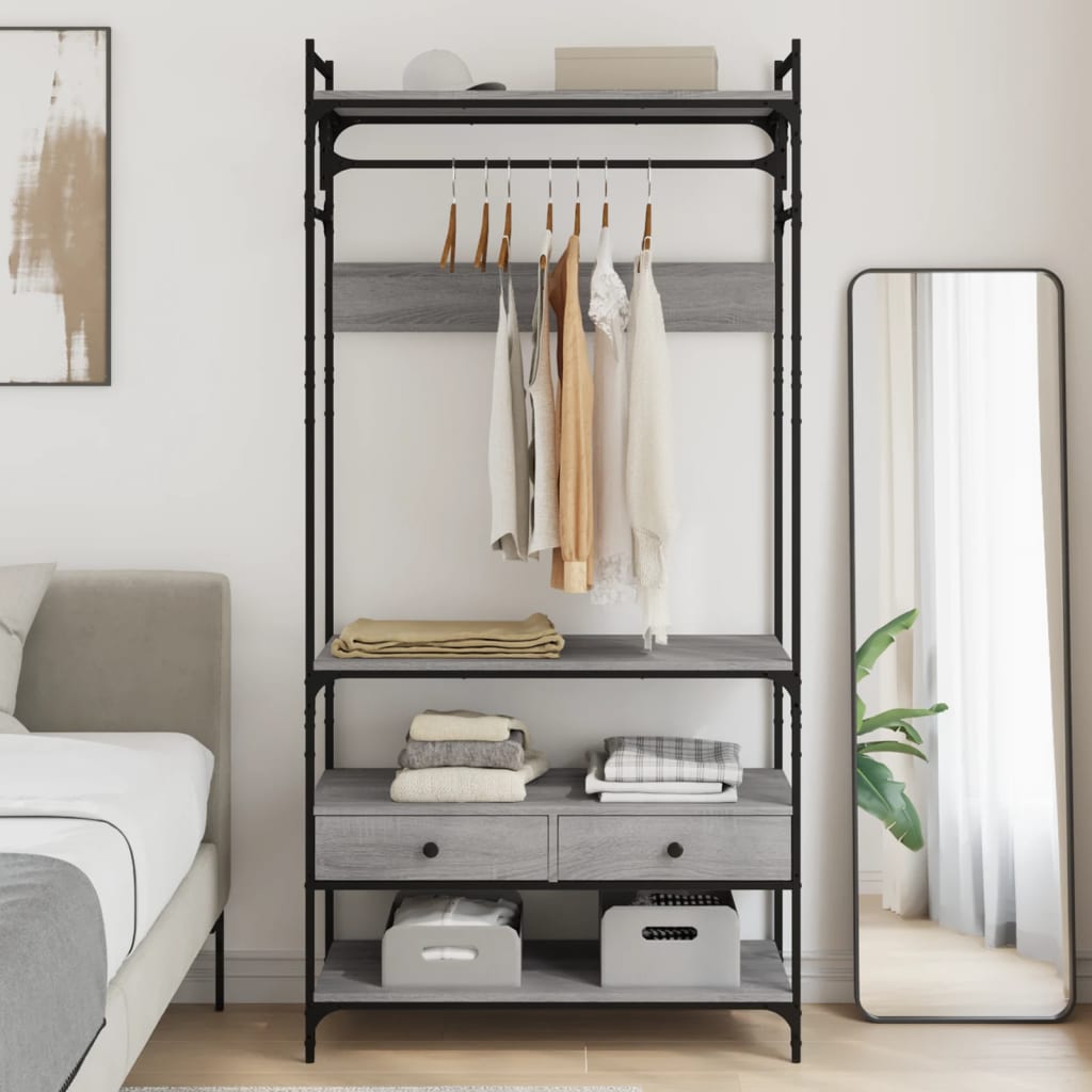 Ormar s ladicama sivi hrast 89x39x184,5 cm konstruirano drvo
