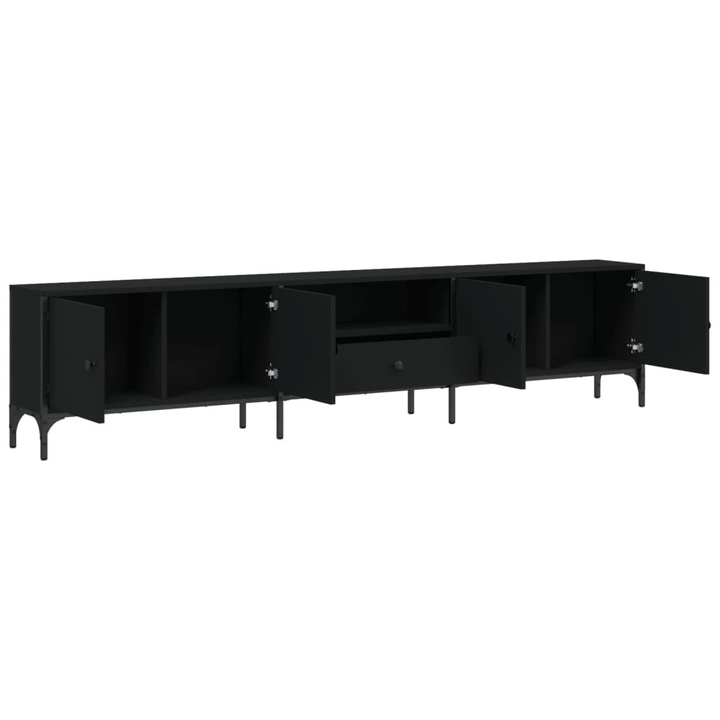 TV ormarić s ladicom crni 200 x 25 x 44 cm konstruirano drvo