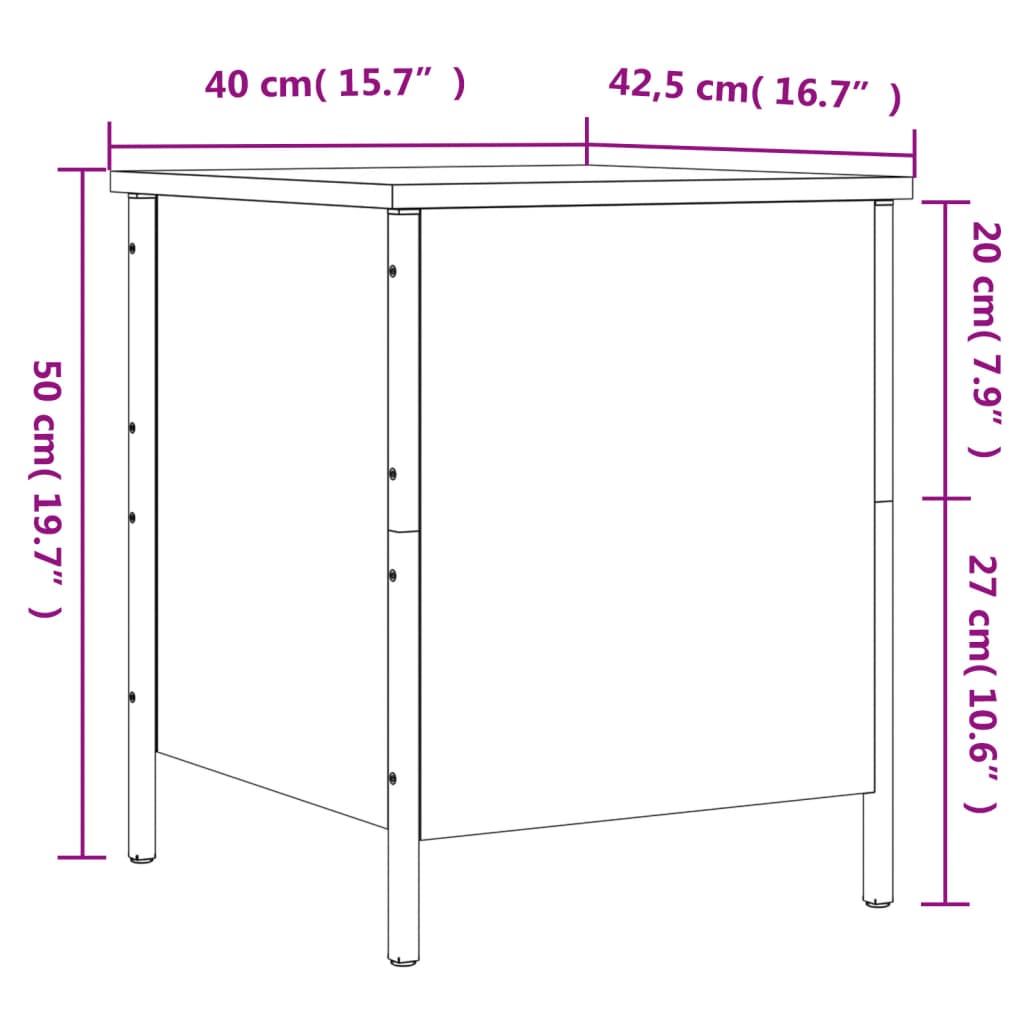 Klupa za pohranu boja hrasta 40x42,5x50cm od konstruiranog drva