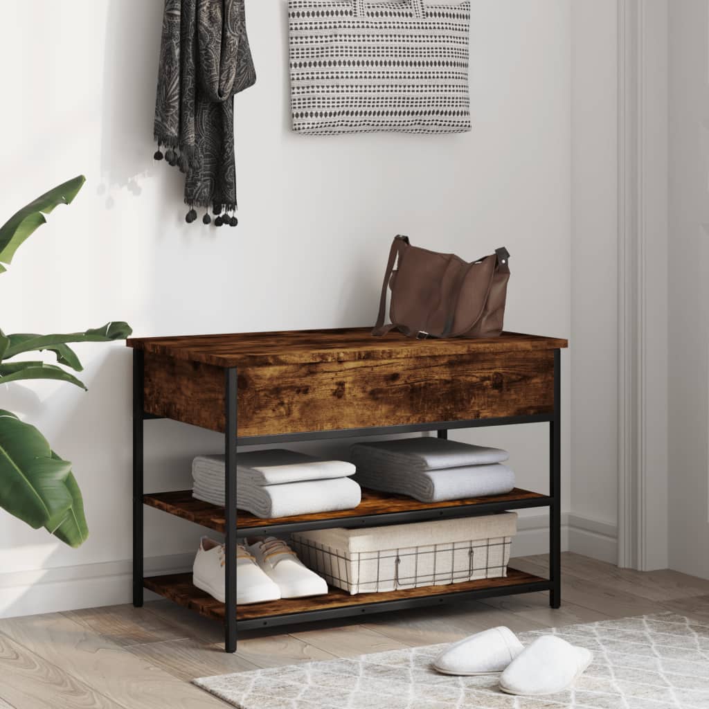 Klupa za cipele boja dimljenog hrasta 70x42,5x50 cm drvena