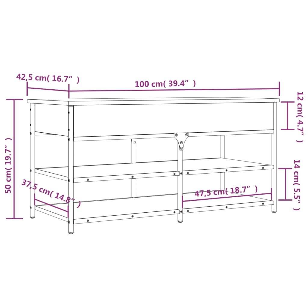 Klupa za cipele smeđa boja hrasta 100x42,5x50 cm drvena