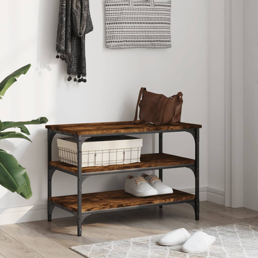 Klupa za cipele boja dimljenog hrasta 70x38,5x49 cm drvena