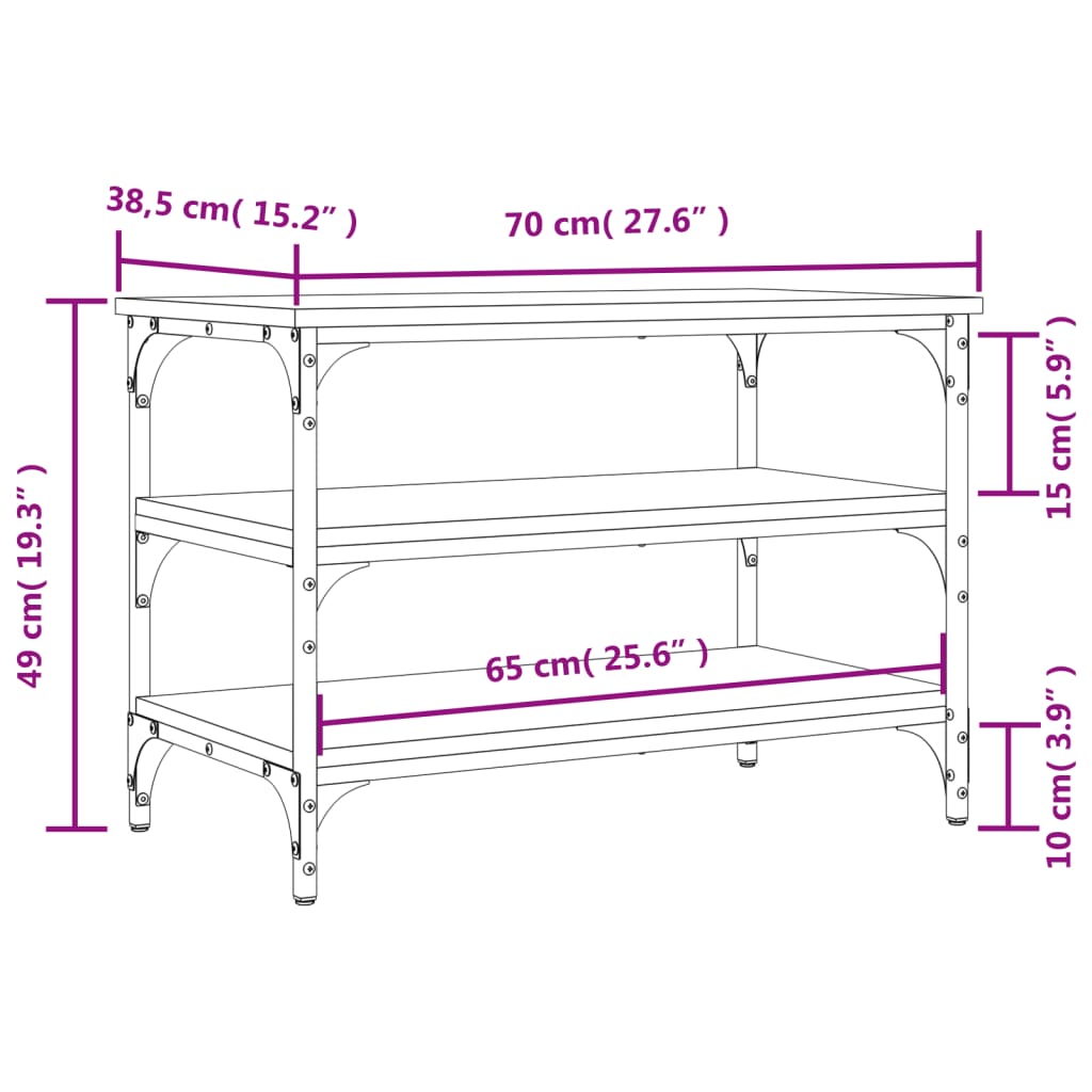 Klupa za cipele boja dimljenog hrasta 70x38,5x49 cm drvena