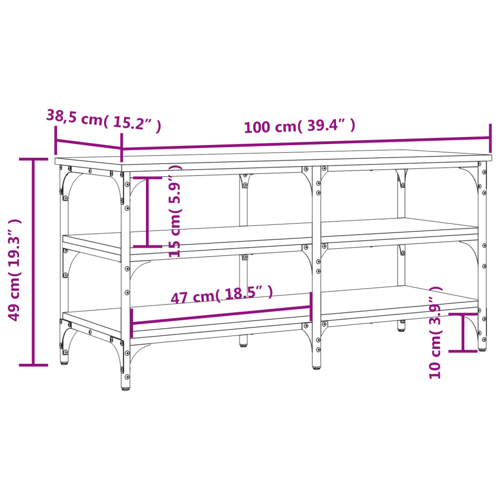 Klupa za cipele boja hrasta 100x38,5x49 cm konstruirano drvo