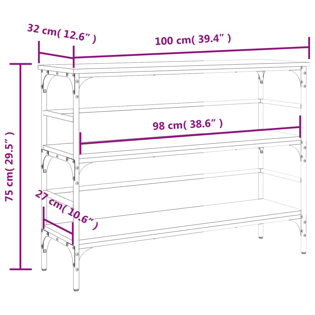 Konzolni stol boja hrasta 100x32x75 cm od konstruiranog drva