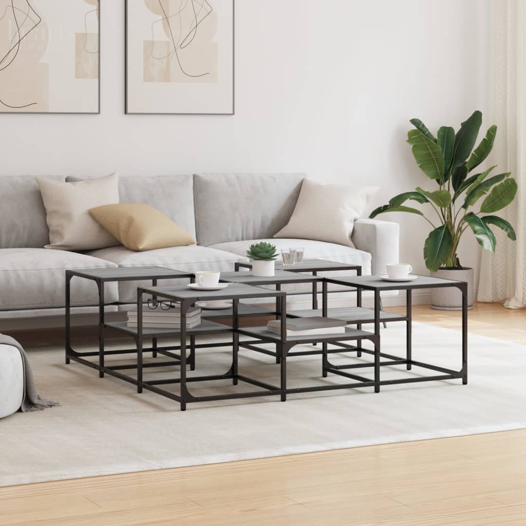 Stolić za kavu siva boja hrasta 121x121x40 cm konstruirano drvo