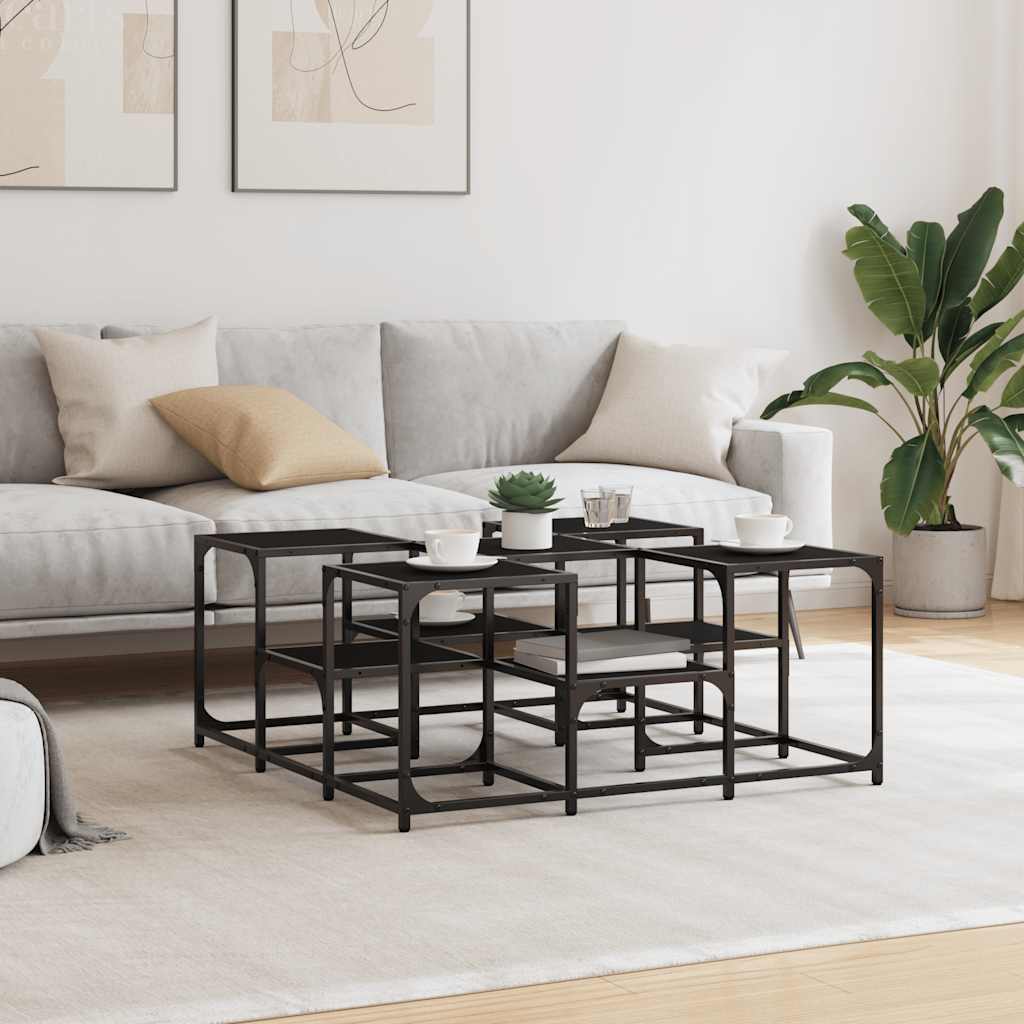 Stolić za kavu crni 91 x 91 x 40 cm od konstruiranog drva