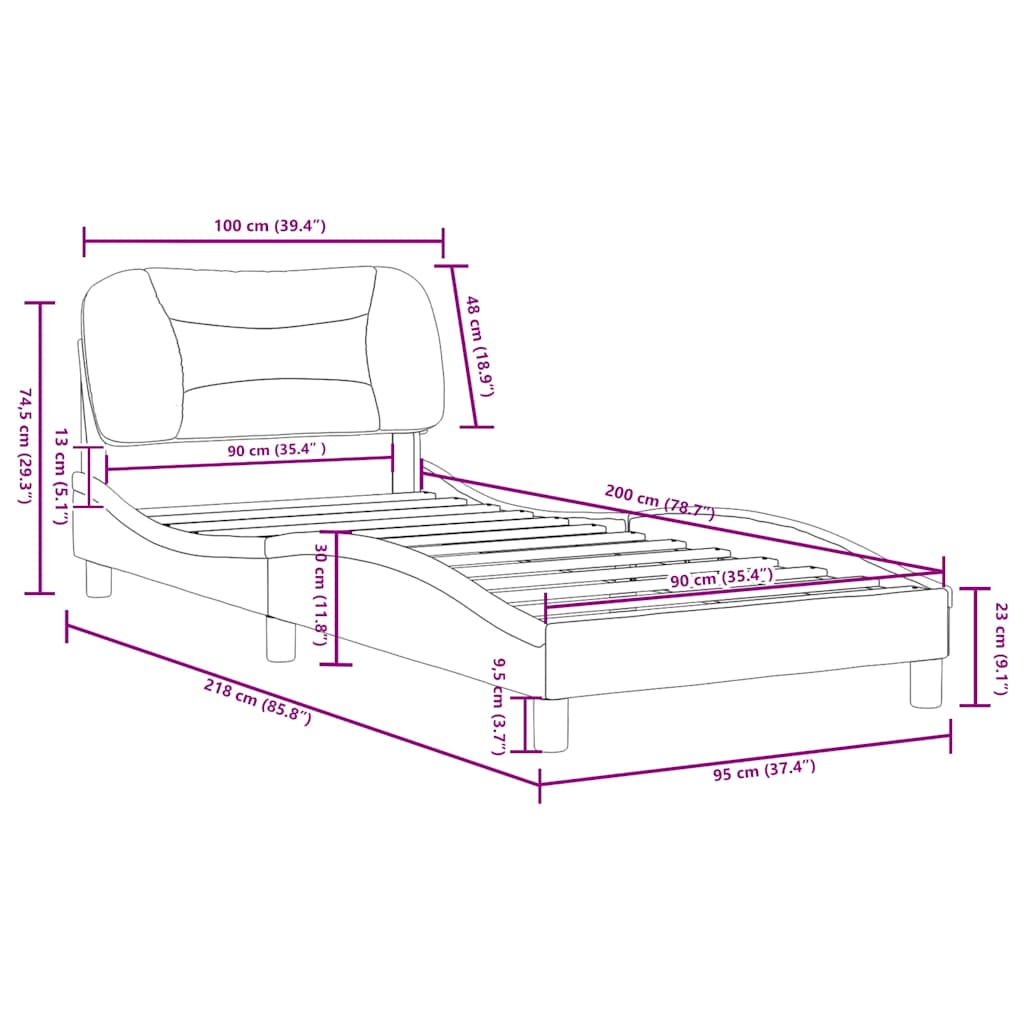 Okvir za krevet bez madraca Hvar crni 90x200cm od tkanine