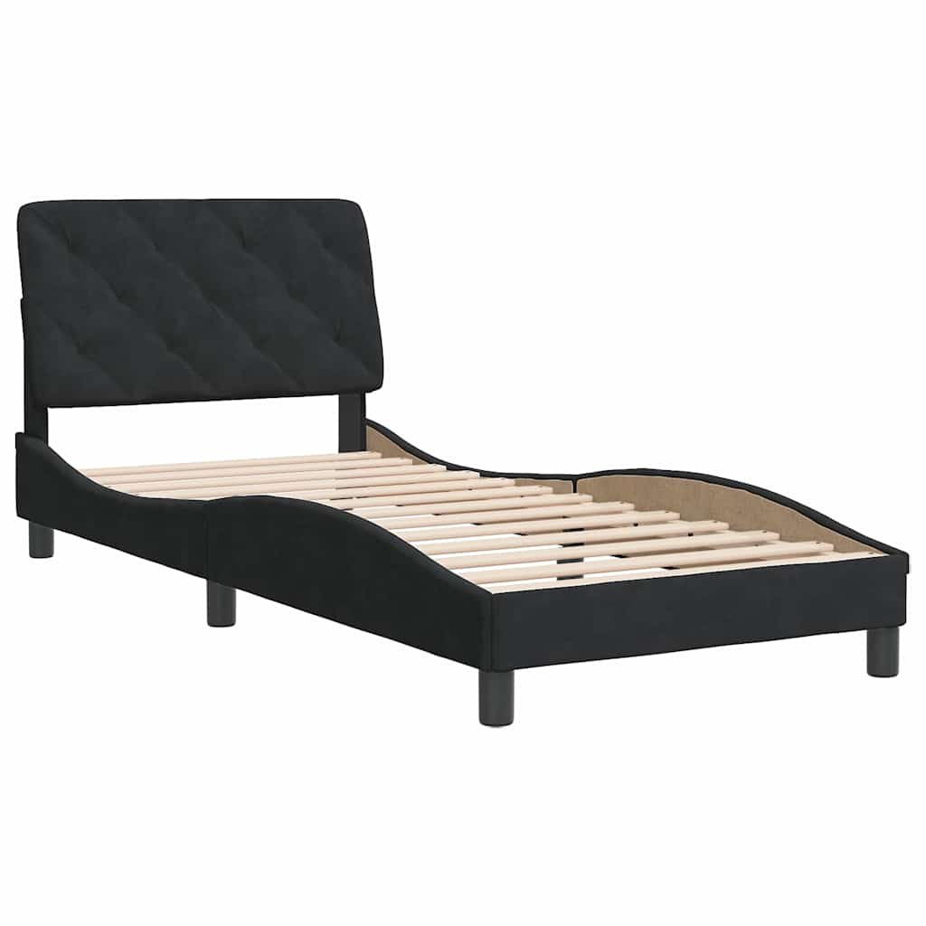 Okvir za krevet bez madraca crni 90x190 cm baršunasti