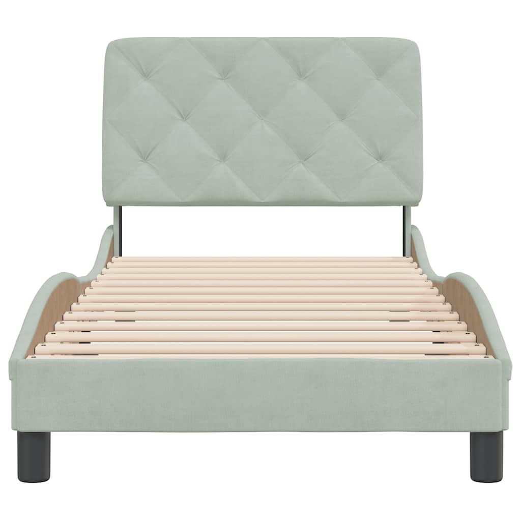Okvir kreveta bez madraca svjetlosivi 90x200 cm baršunasti