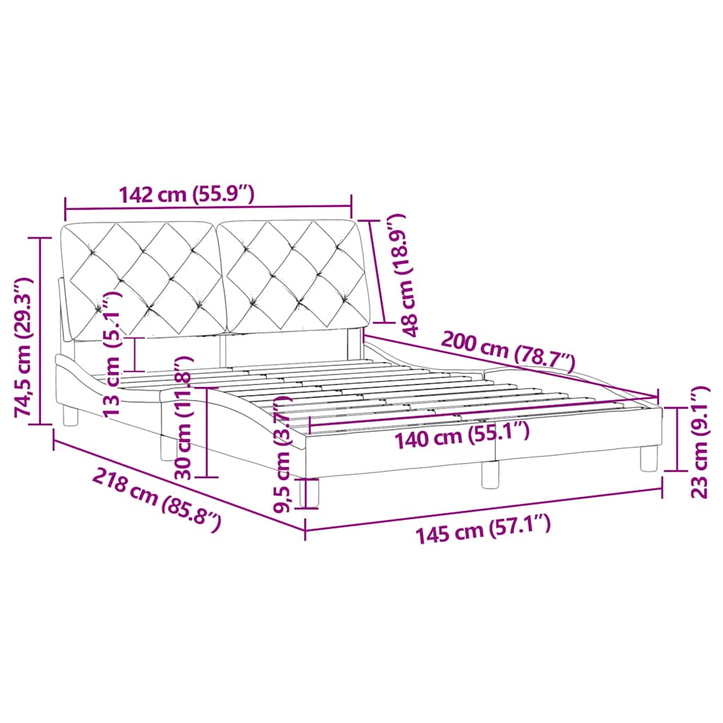 Okvir za krevet bez madraca crni 140x200 cm baršunasti