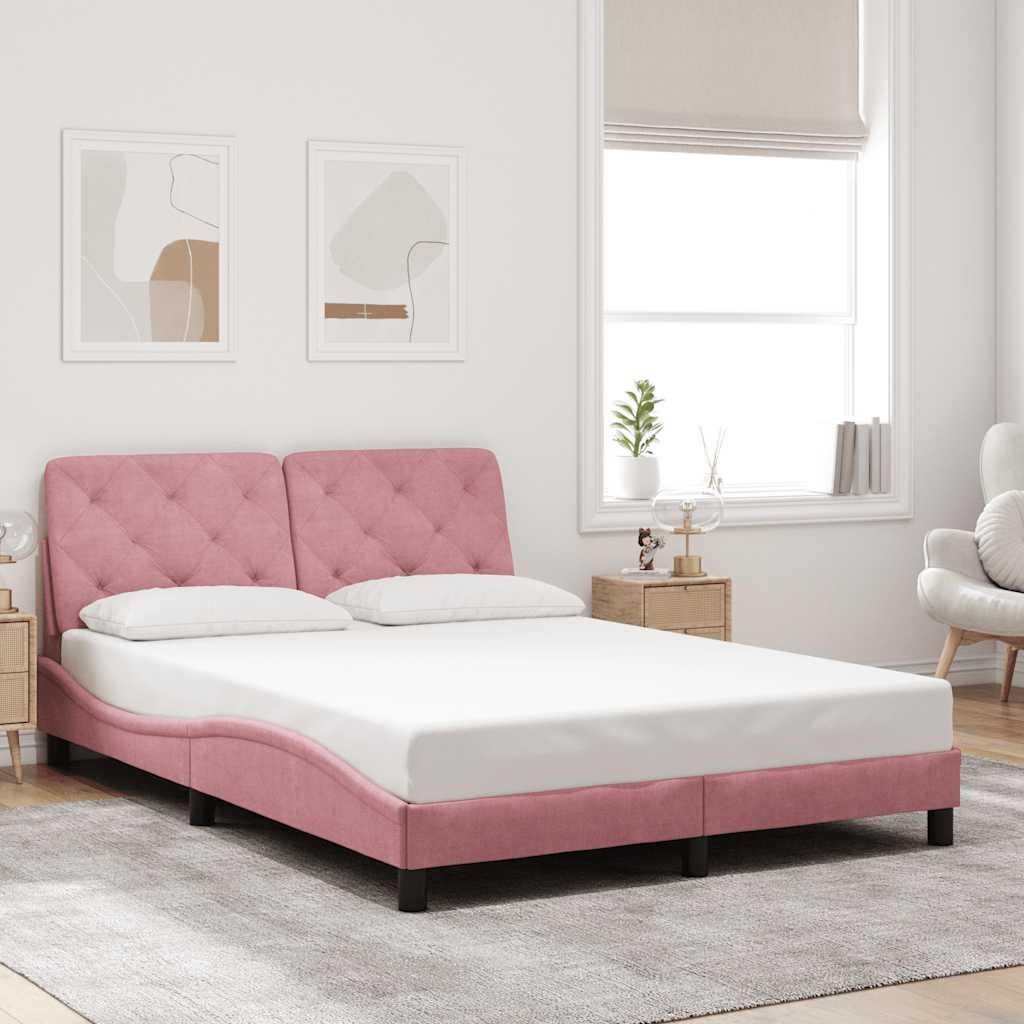 Okvir za krevet bez madraca ružičasti 140x200 cm baršunasti