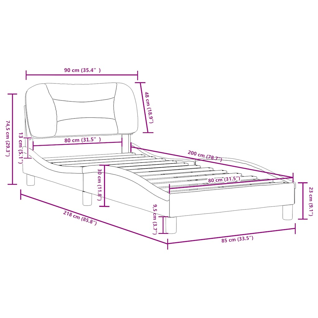 Okvir za krevet bez madraca Hvar bijeli 80 x 200 cm od umjetne kože