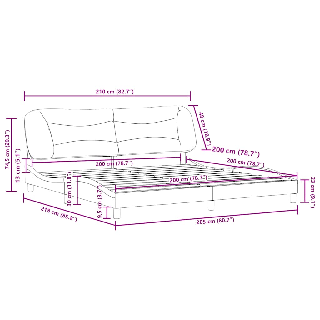Okvir za krevet bez madraca Hvar bijelo-crni 200x200cm umjetna koža