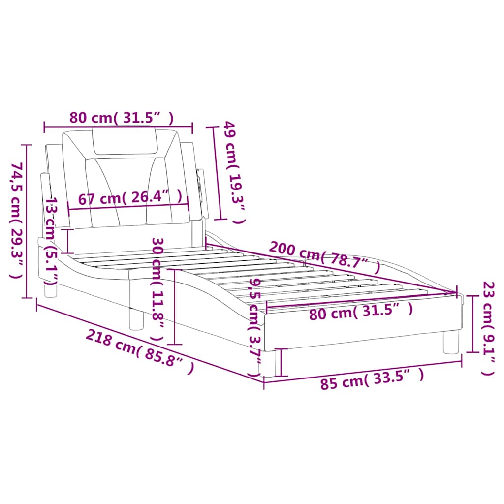 Okvir za krevet Viana bez madraca cappuccino 80x200 cm umjetna koža
